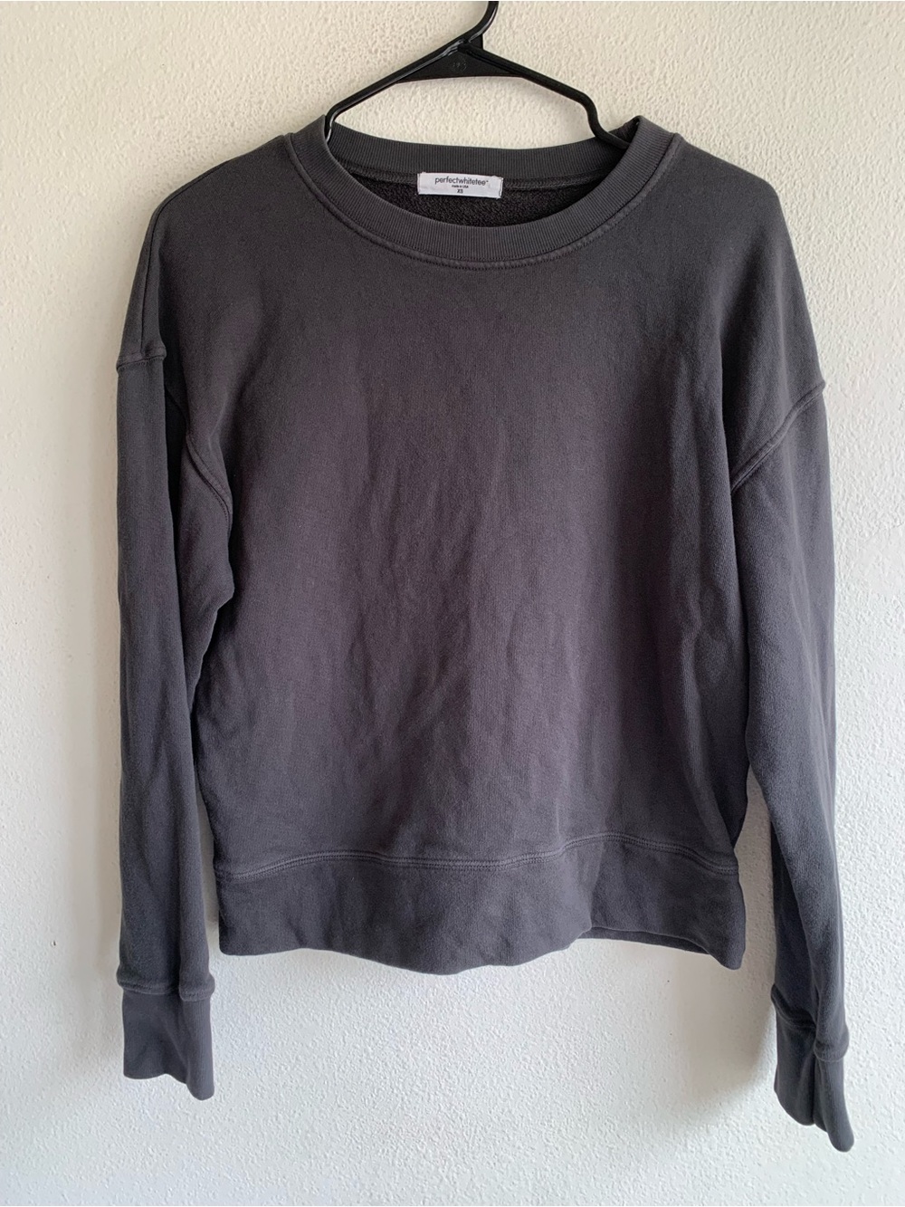 Perfectwhitetee XS Gray Terry Lined Sweater Cotton Womens Relaxed Fit